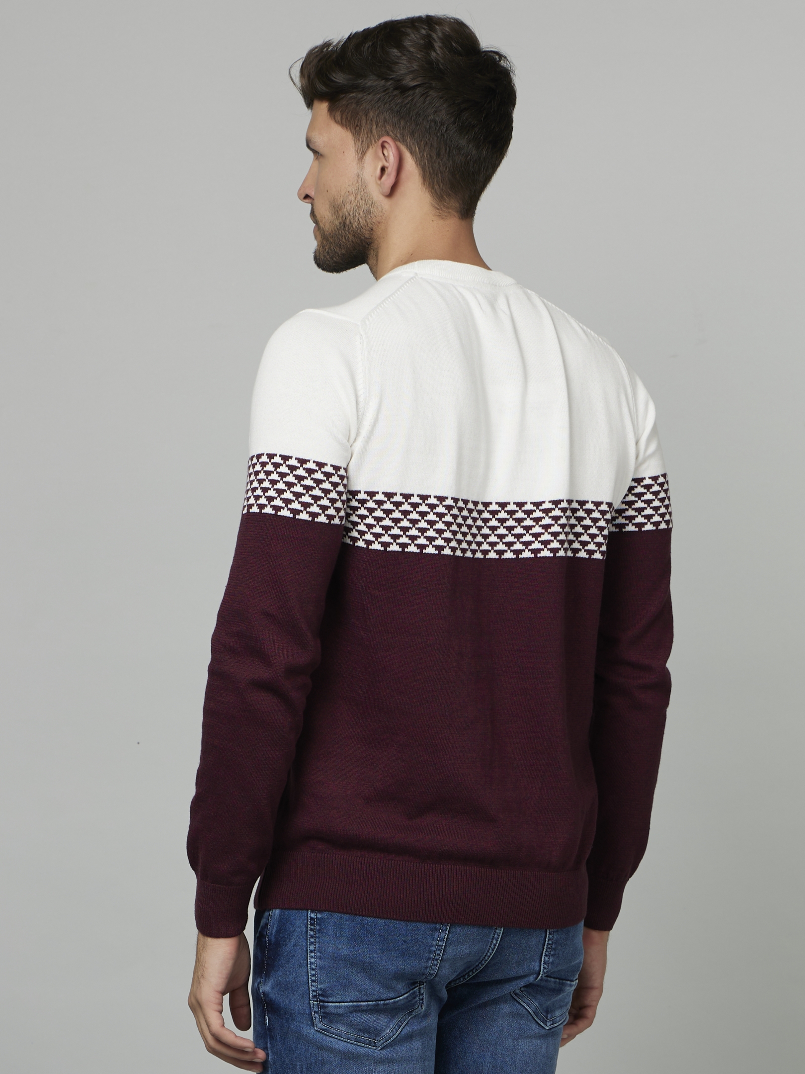 Men's Brown Colourblock Sweaters