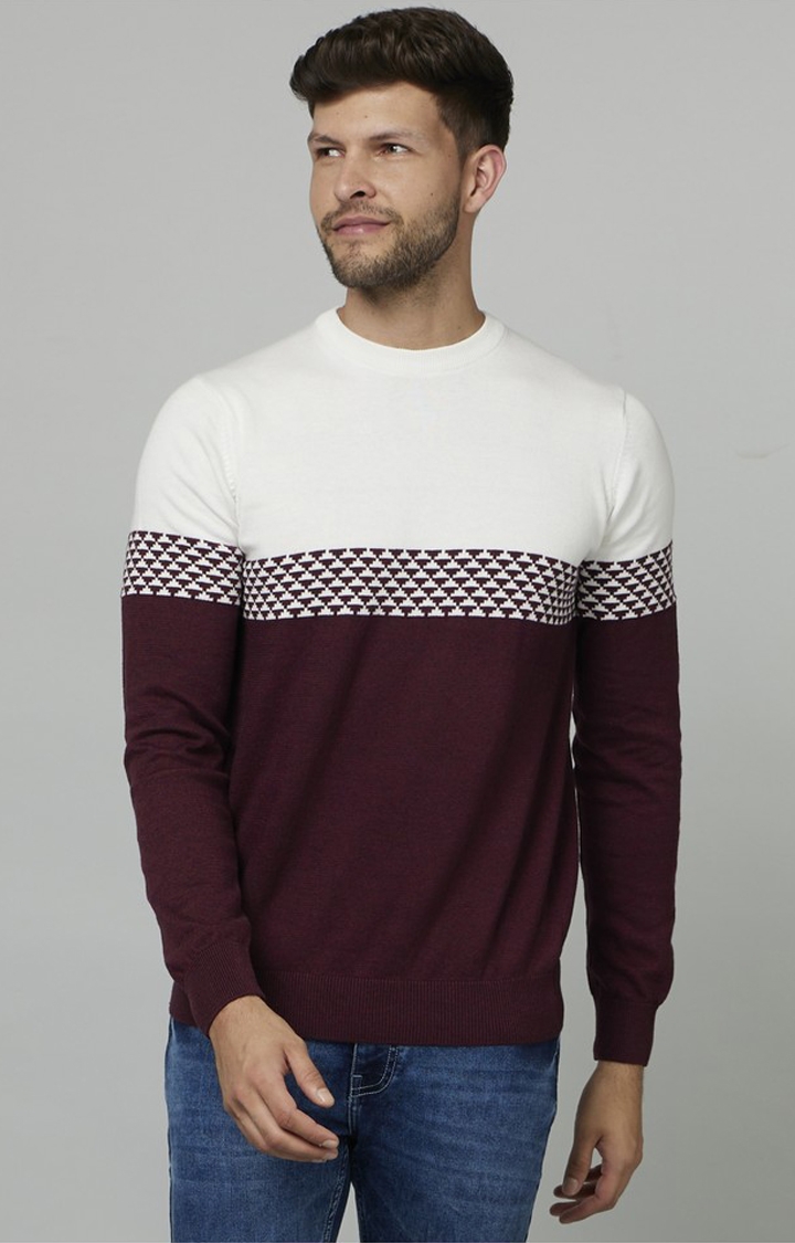 celio | Men's Brown Colourblock Sweaters