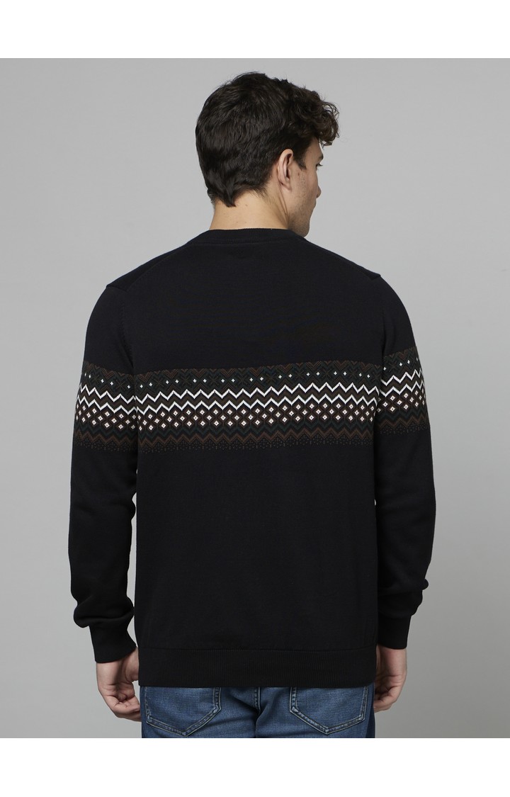 Men's Black Geometrical Sweaters