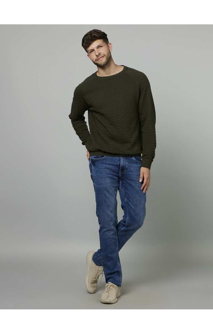 Men's Green Textured Sweaters