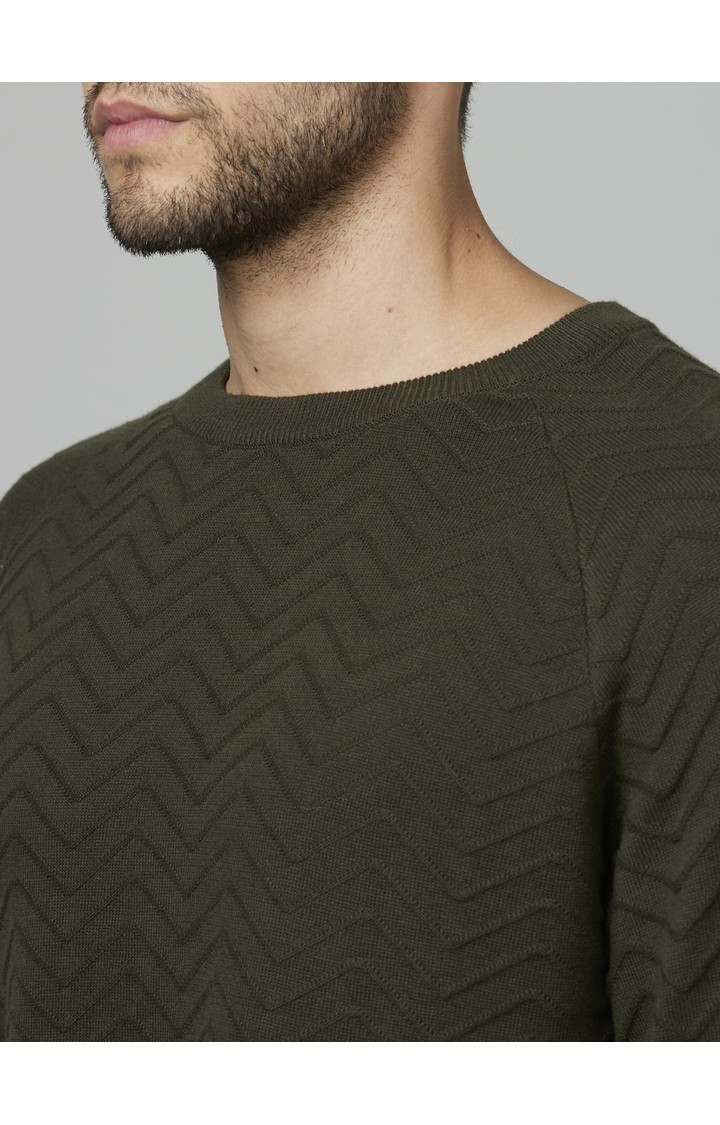Men's Green Textured Sweaters