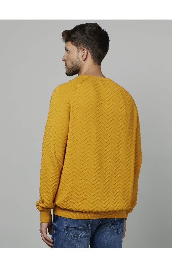 Men's Yellow Textured Sweaters