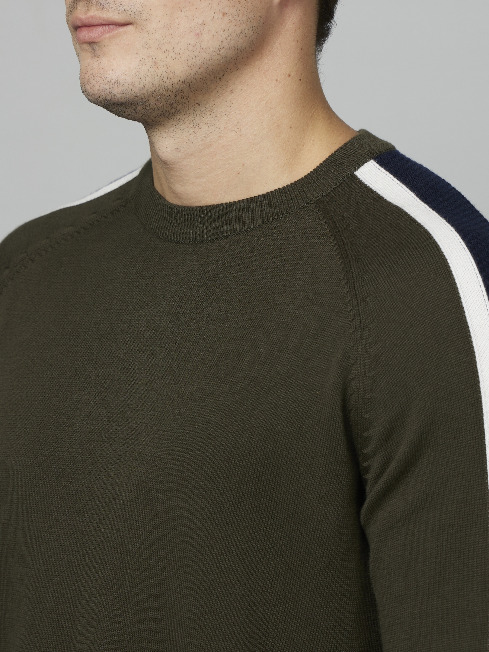 celio | Men's Green Striped Sweaters 3