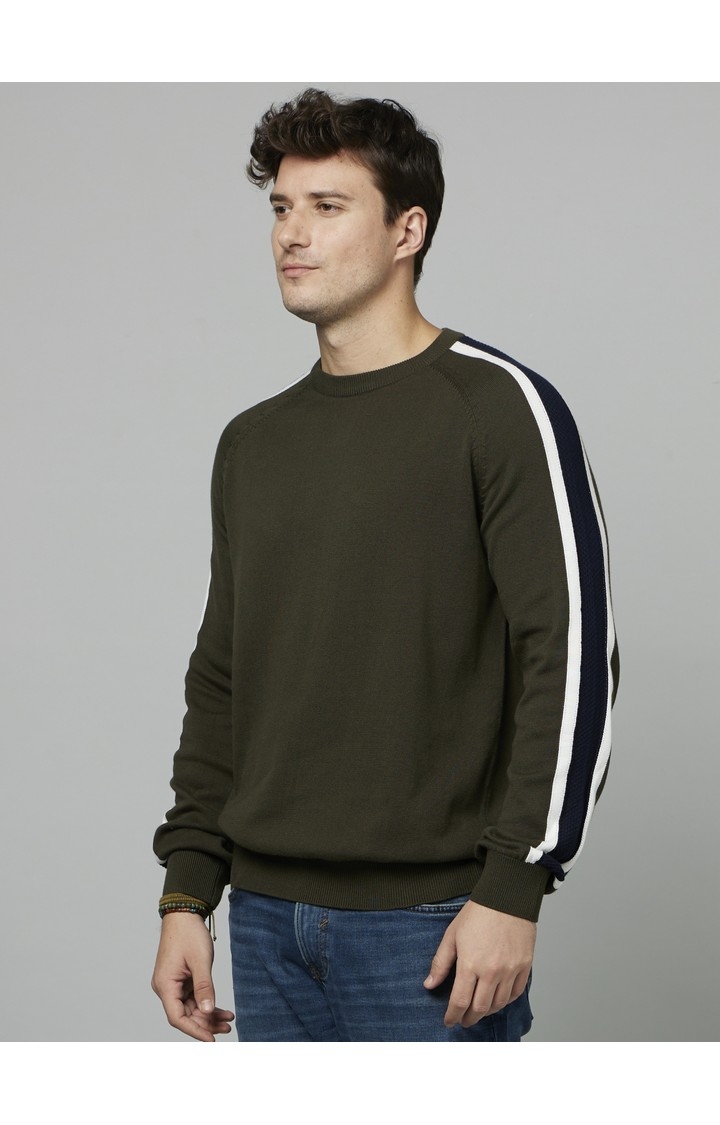 Men's Green Striped Sweaters