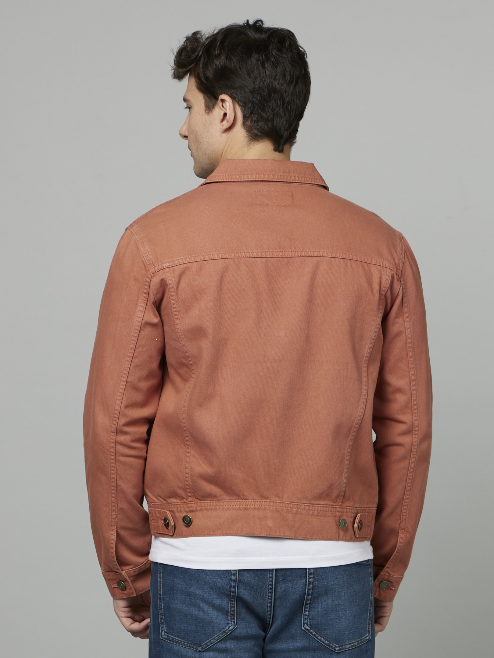 celio | Men's Brown Solid Denim Jackets