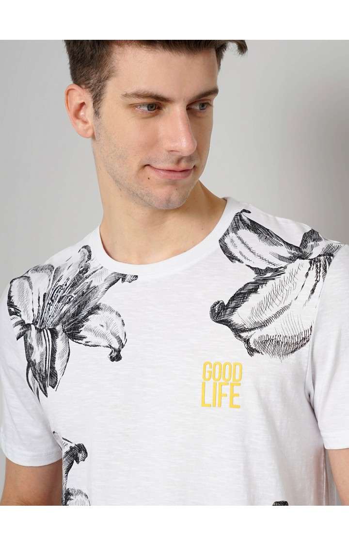 Men's White Knitted Regular T-Shirts