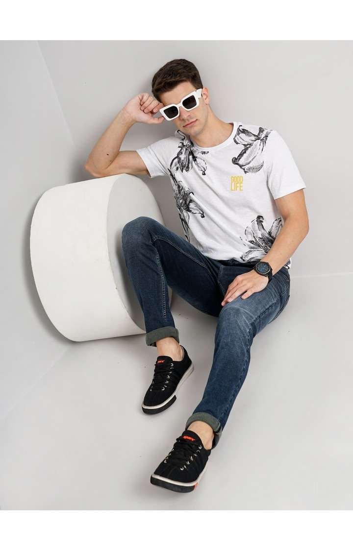 Men's White Knitted Regular T-Shirts
