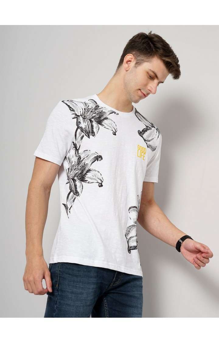 Men's White Knitted Regular T-Shirts