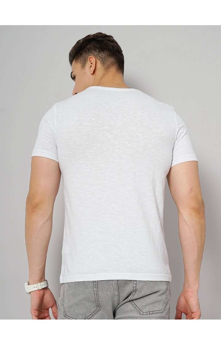 Men's White Knitted Regular T-Shirts