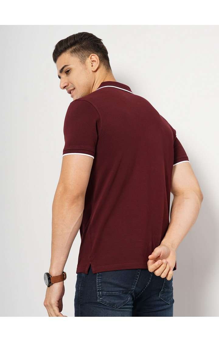 Men's Red Solid Polos
