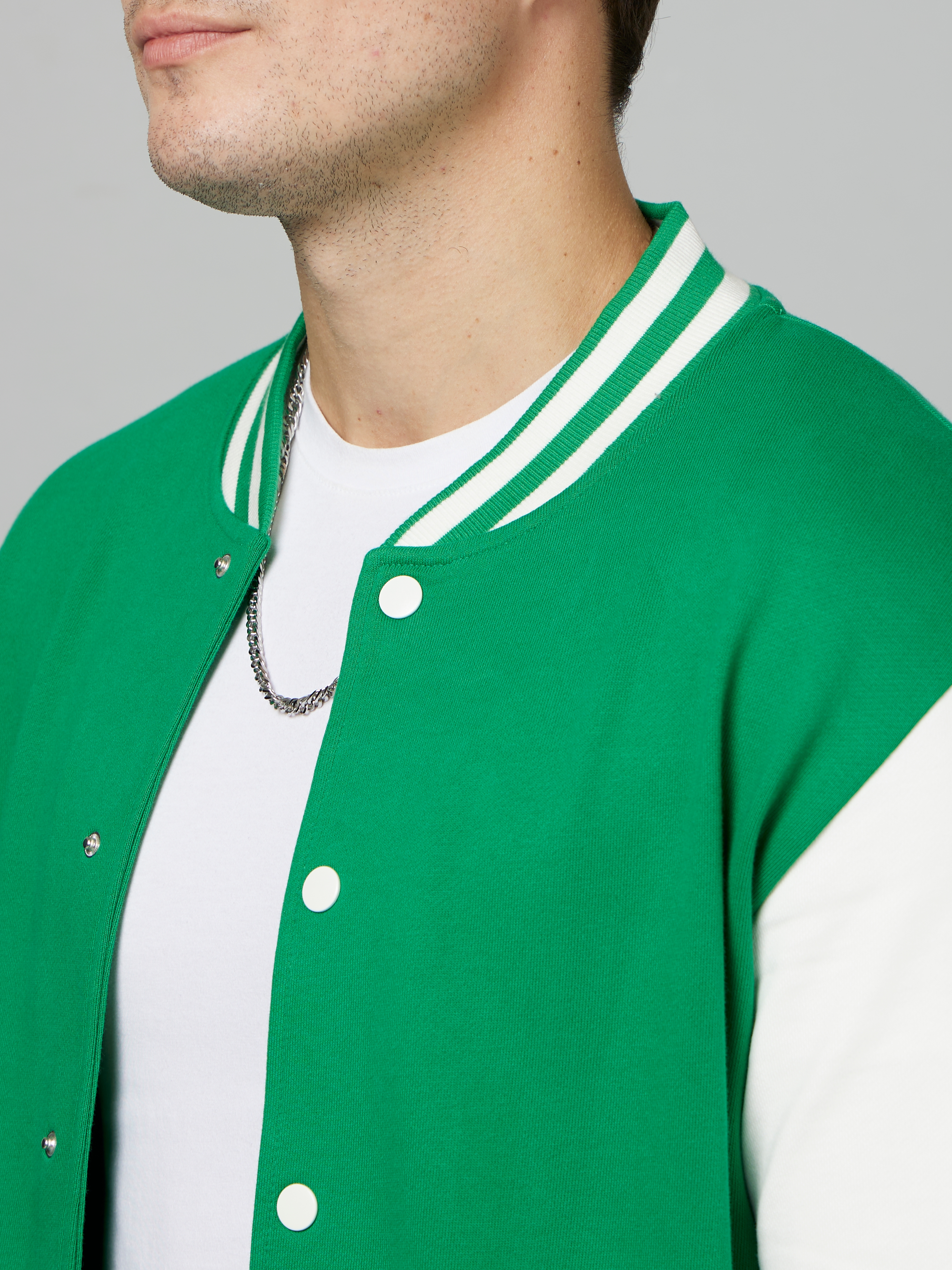 Men's Green Colourblock Varsity Jackets