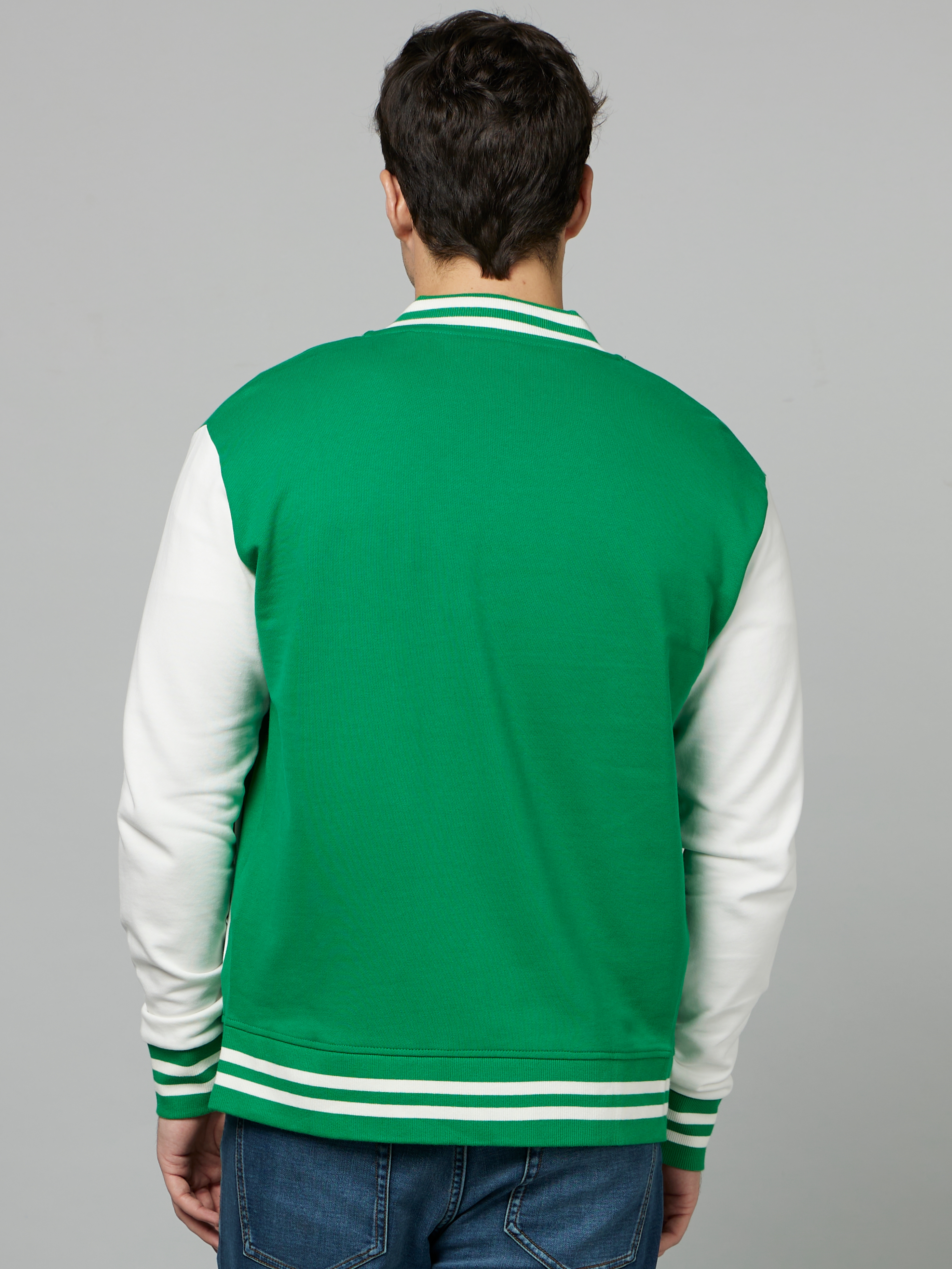 Men's Green Colourblock Varsity Jackets