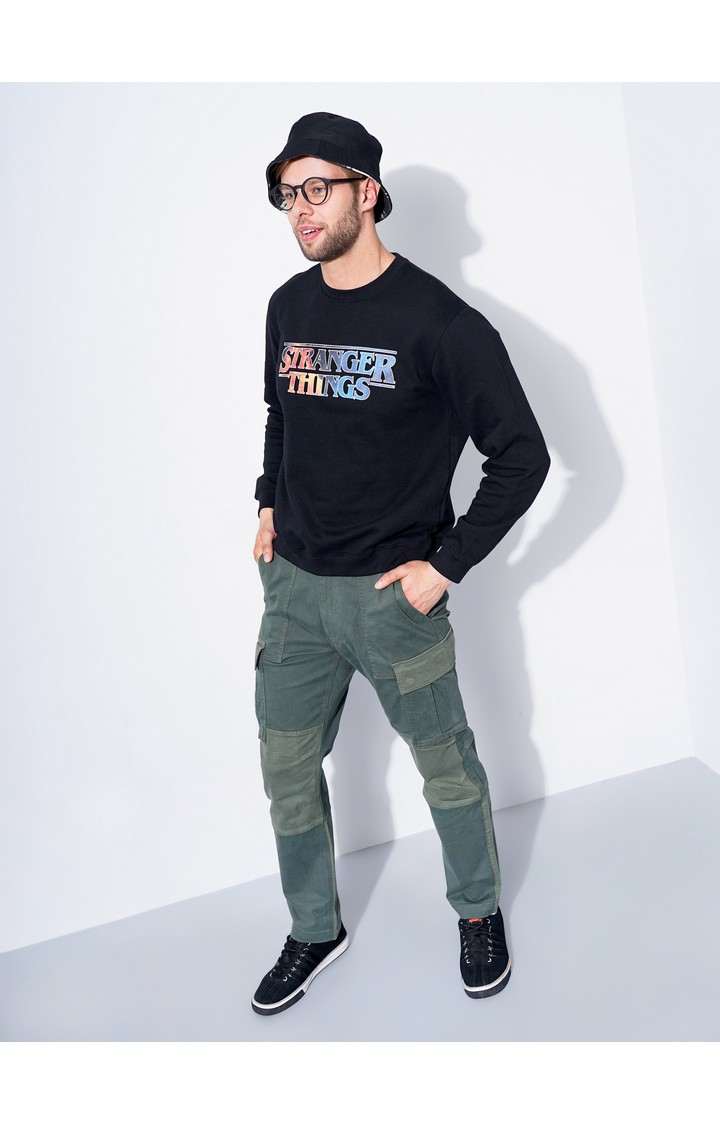 Men's Black Typographic Sweatshirts
