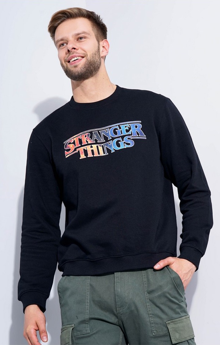 Men's Black Typographic Sweatshirts