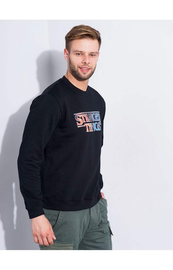 Men's Black Typographic Sweatshirts