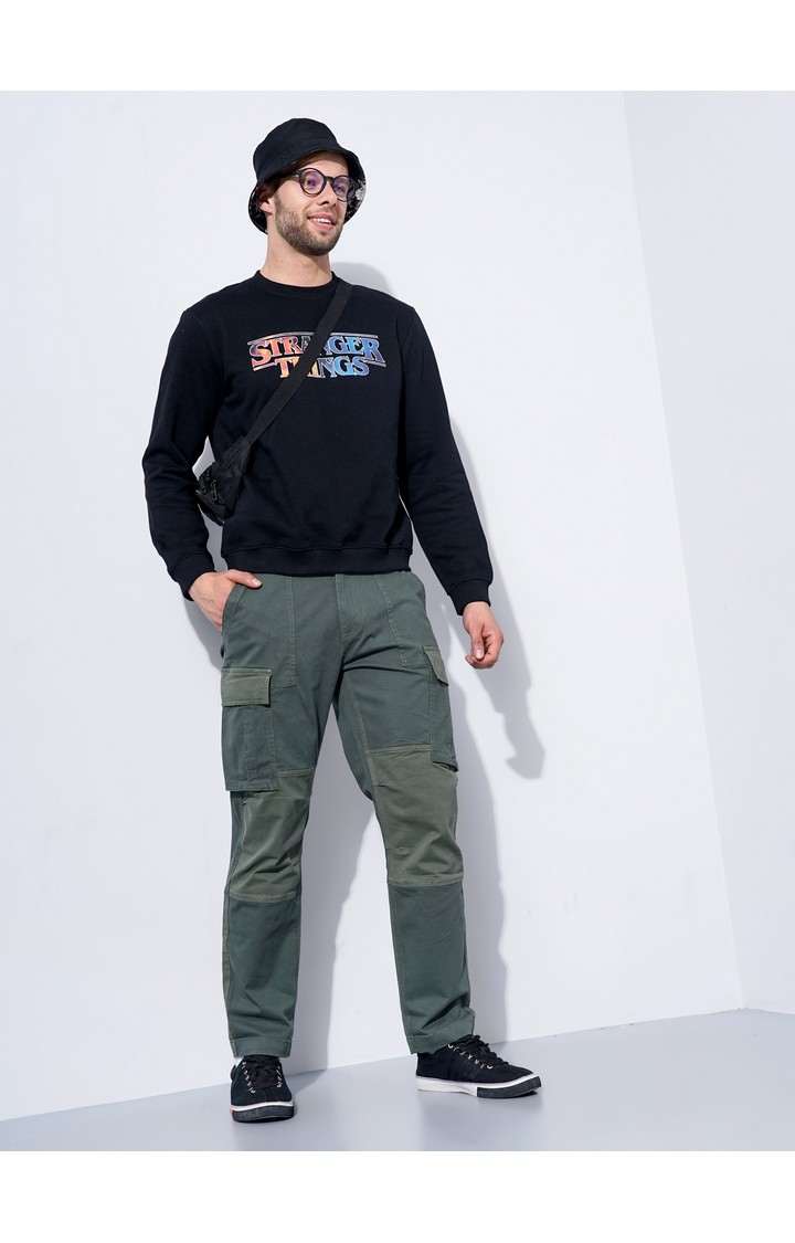 Men's Black Typographic Sweatshirts
