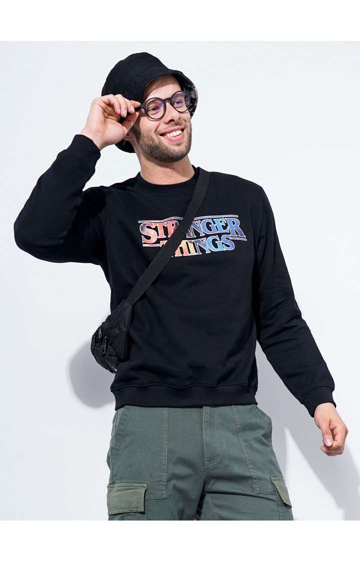 Men's Black Typographic Sweatshirts
