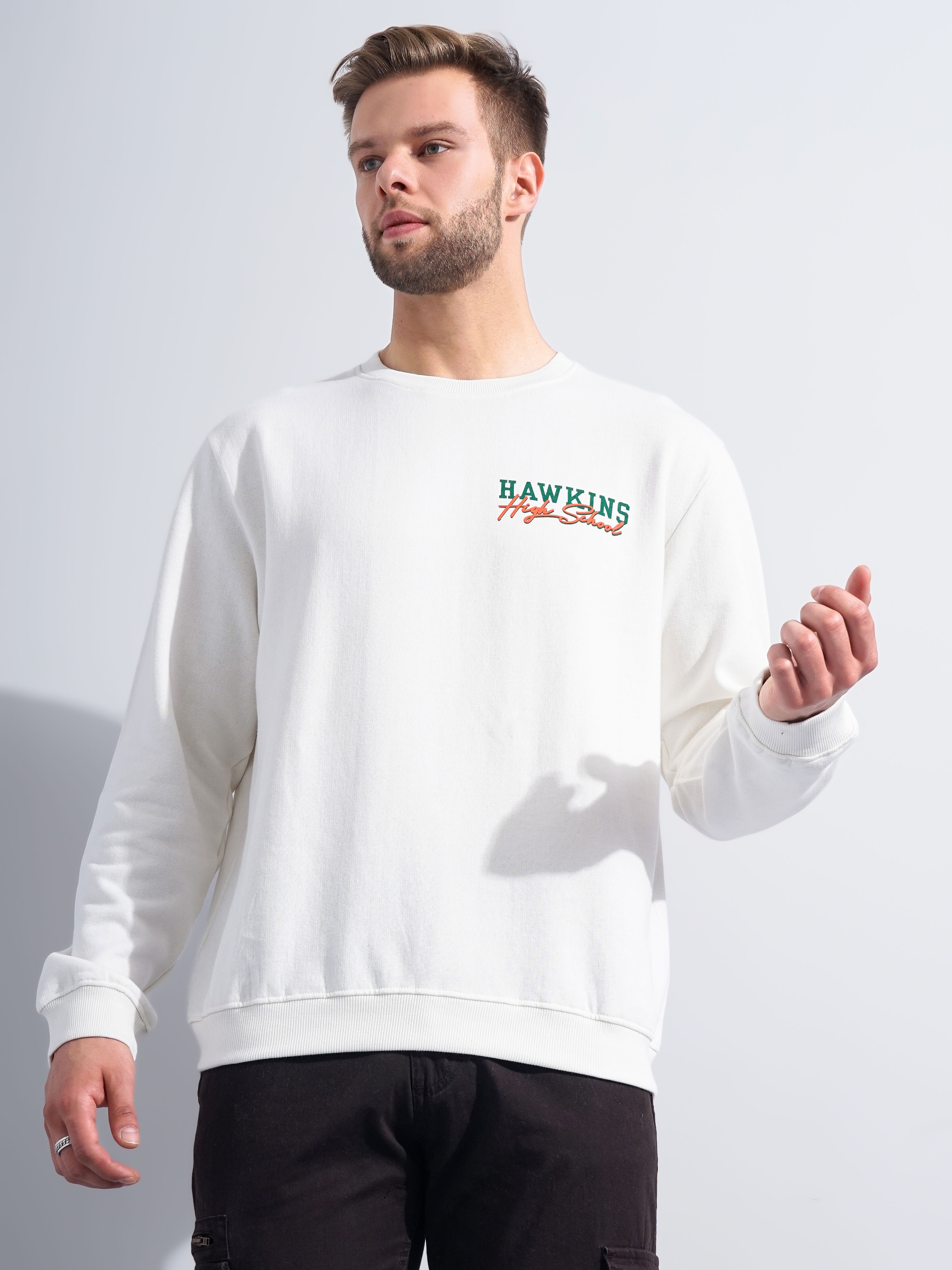 Men's White Typographic Sweatshirts