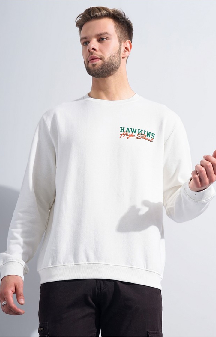 celio | Men's White Typographic Sweatshirts