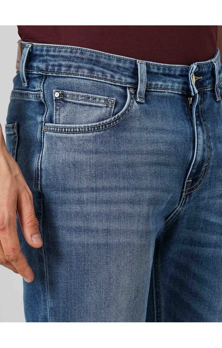 Celio Men's Solid Blue Stay Dark Cotton Jeans