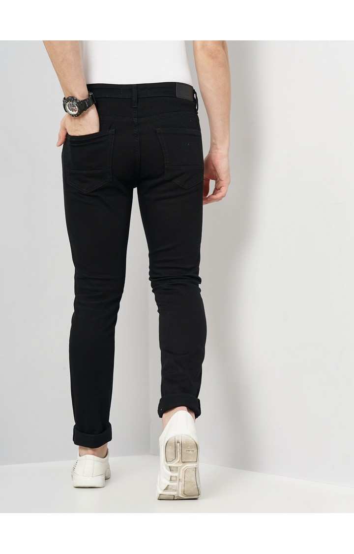 Celio Men's Solid Black Stay Dark Cotton Jeans
