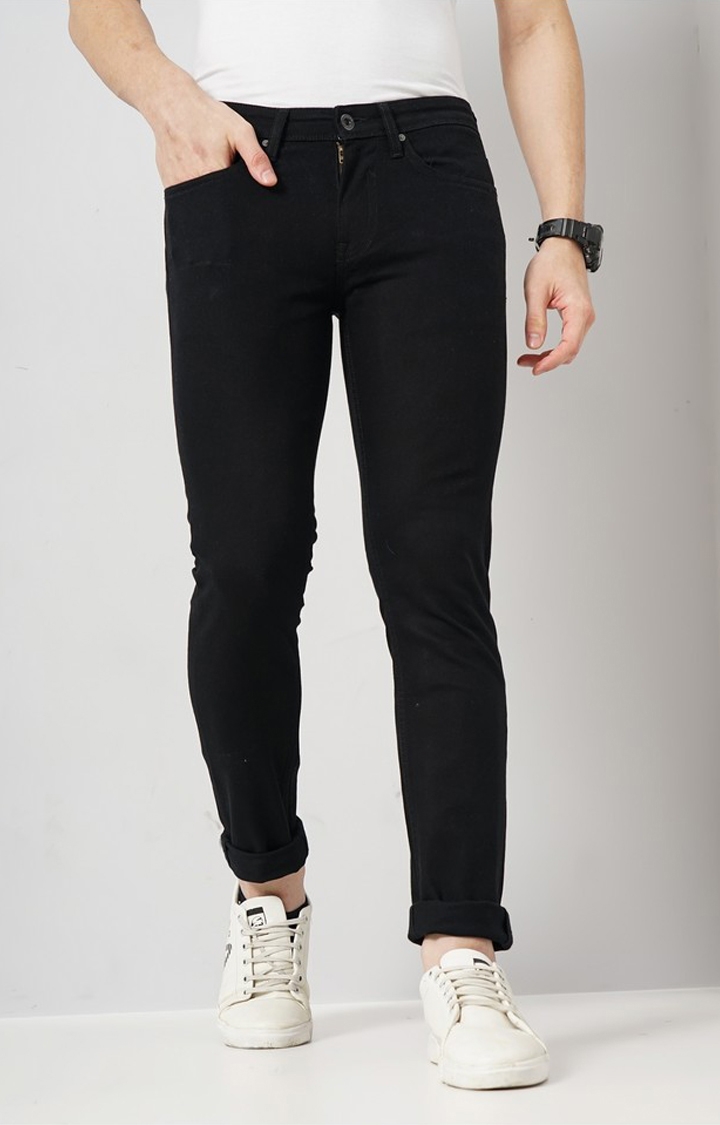 celio | Celio Men's Solid Black Stay Dark Cotton Jeans