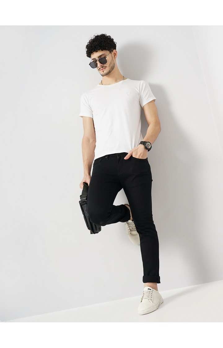 Celio Men's Solid Black Stay Dark Cotton Jeans
