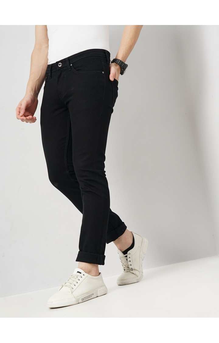 Celio Men's Solid Black Stay Dark Cotton Jeans