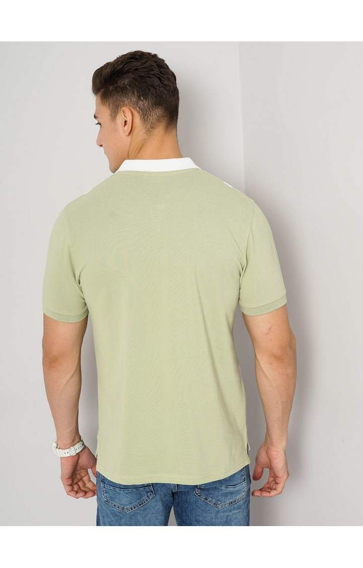 Men's Green Striped Polos