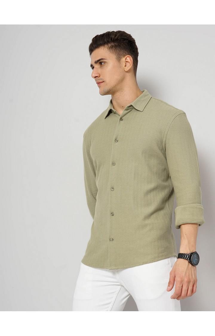 Men's Green Solid Casual Shirts