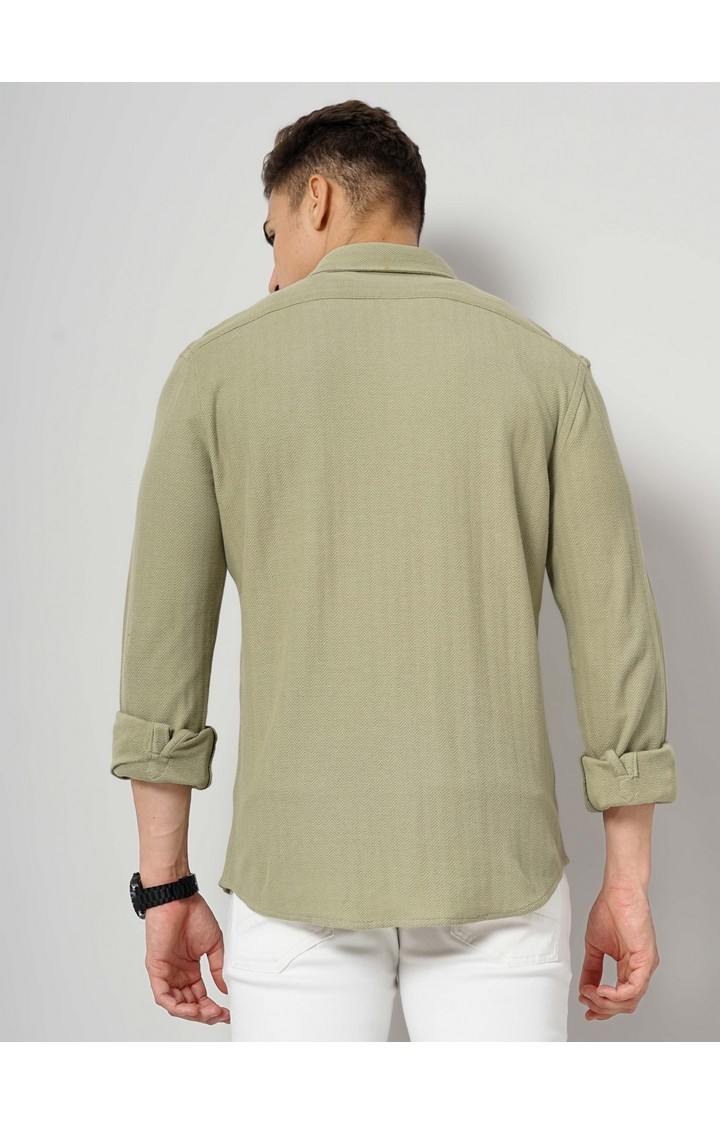 Men's Green Solid Casual Shirts