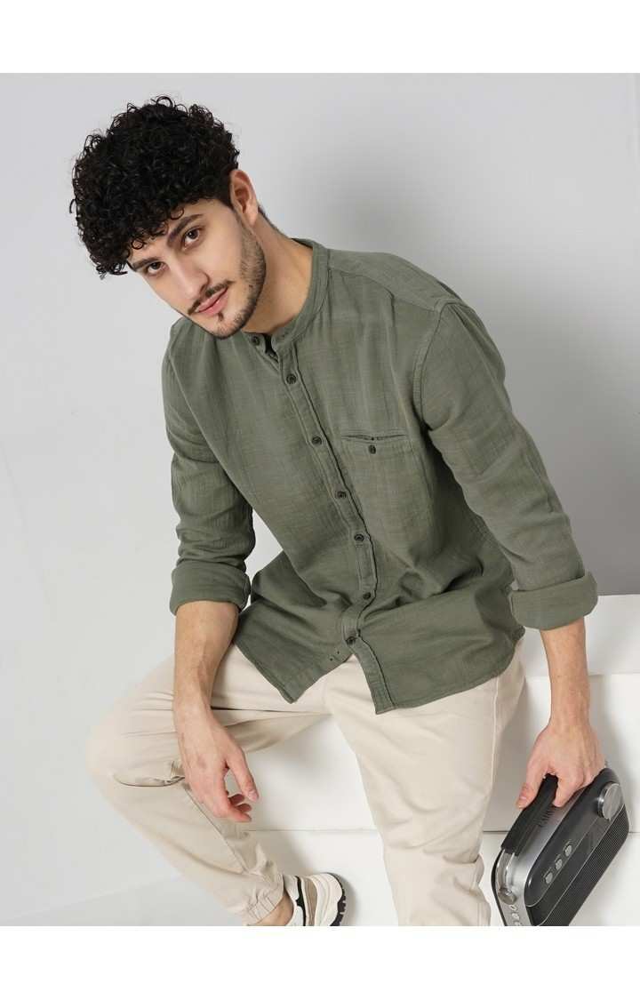 Celio Men's Solid Double Cloth Shirt