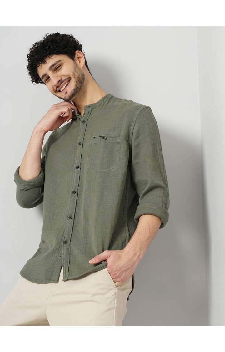 Celio Men's Solid Double Cloth Shirt