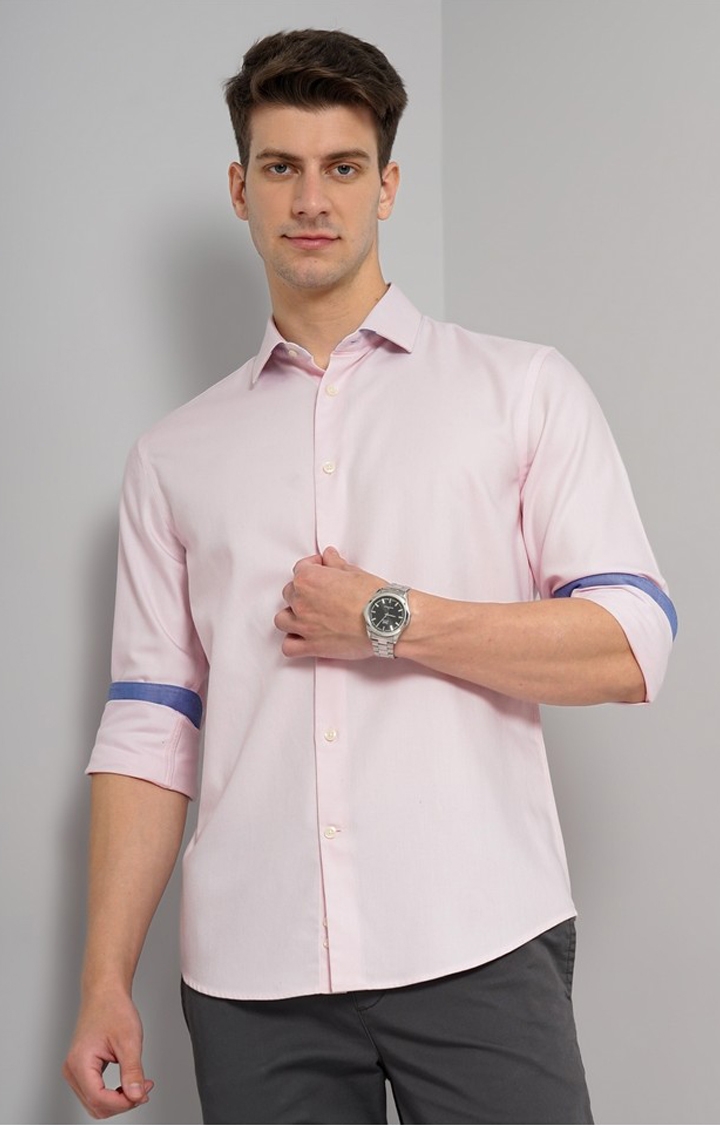 celio | Men's Pink Solid Casual Shirts