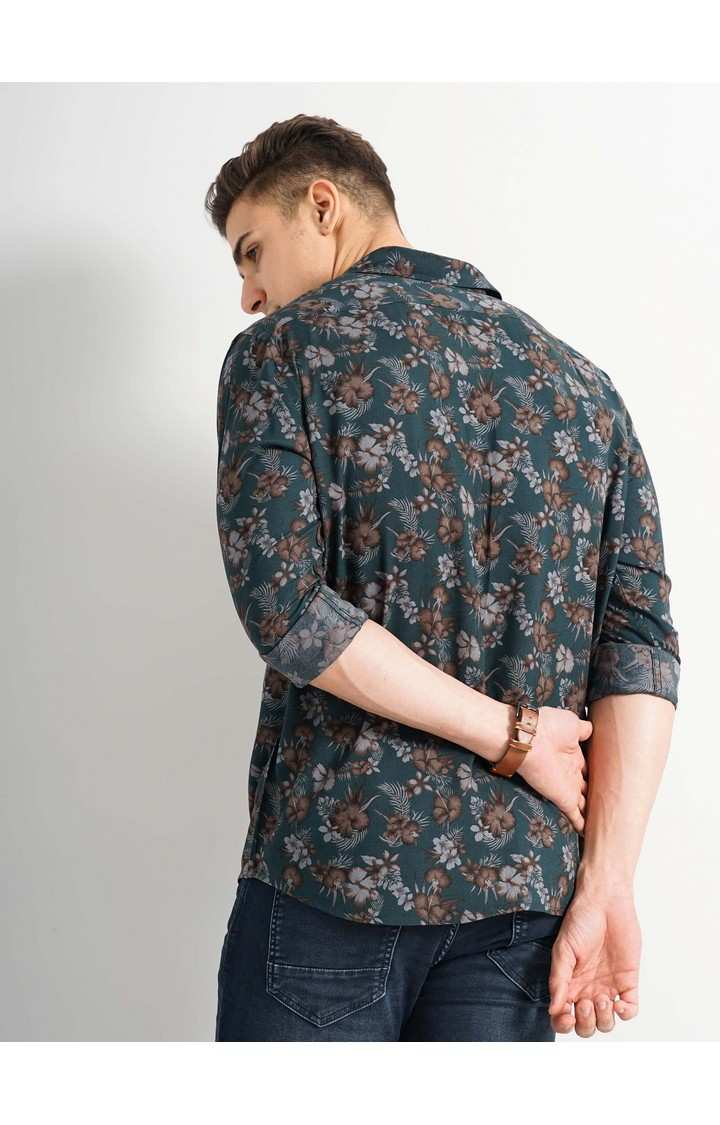 Men's Blue Floral Casual Shirts