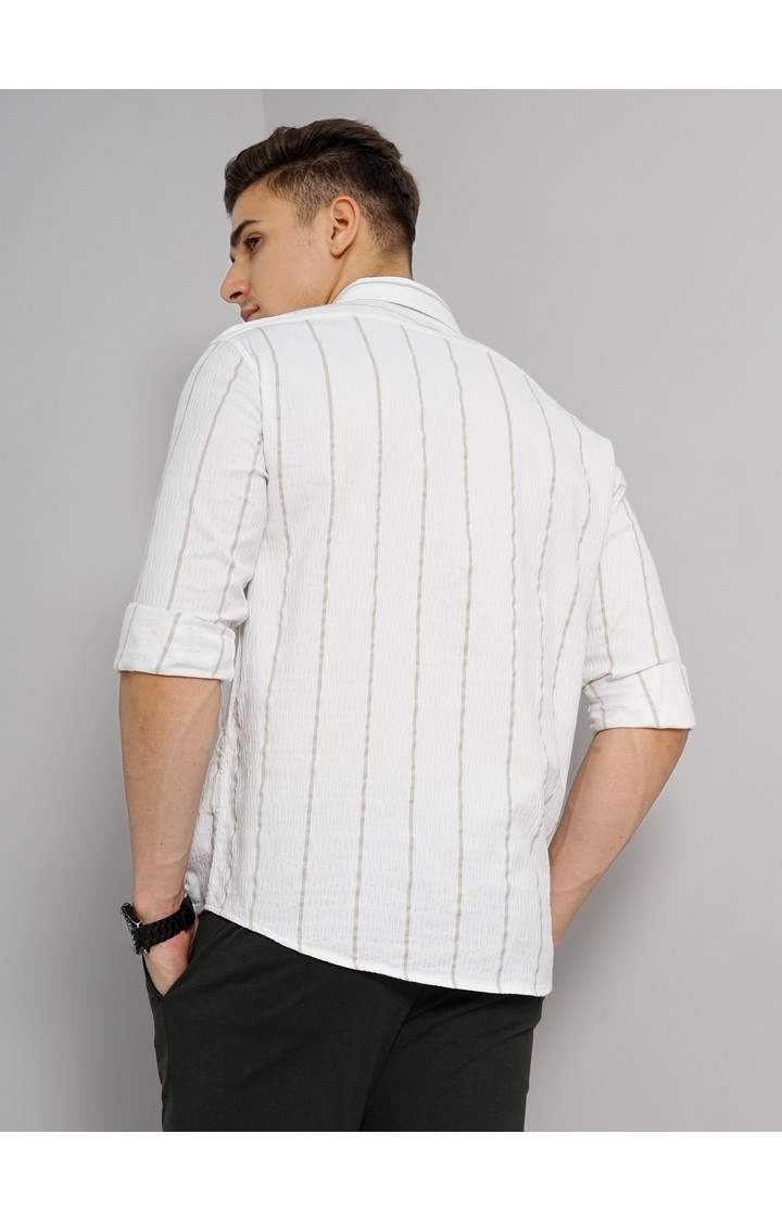 Men's White Striped Casual Shirts
