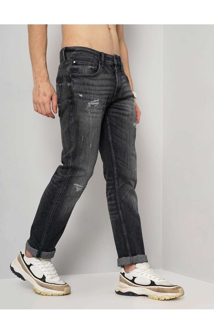 Celio Men's Solid Distress Jeans