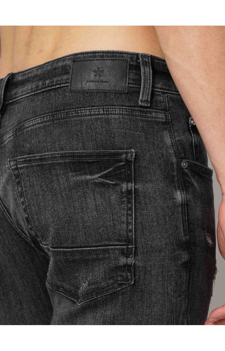Celio Men's Solid Distress Jeans