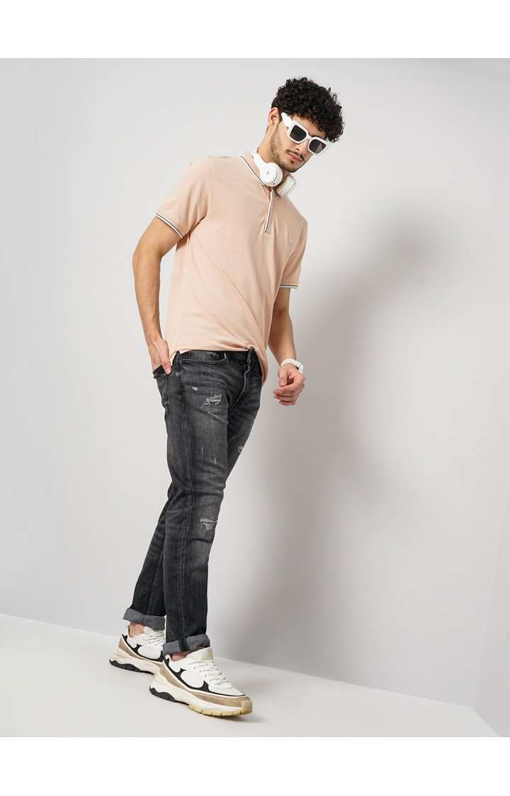 Celio Men's Solid Distress Jeans