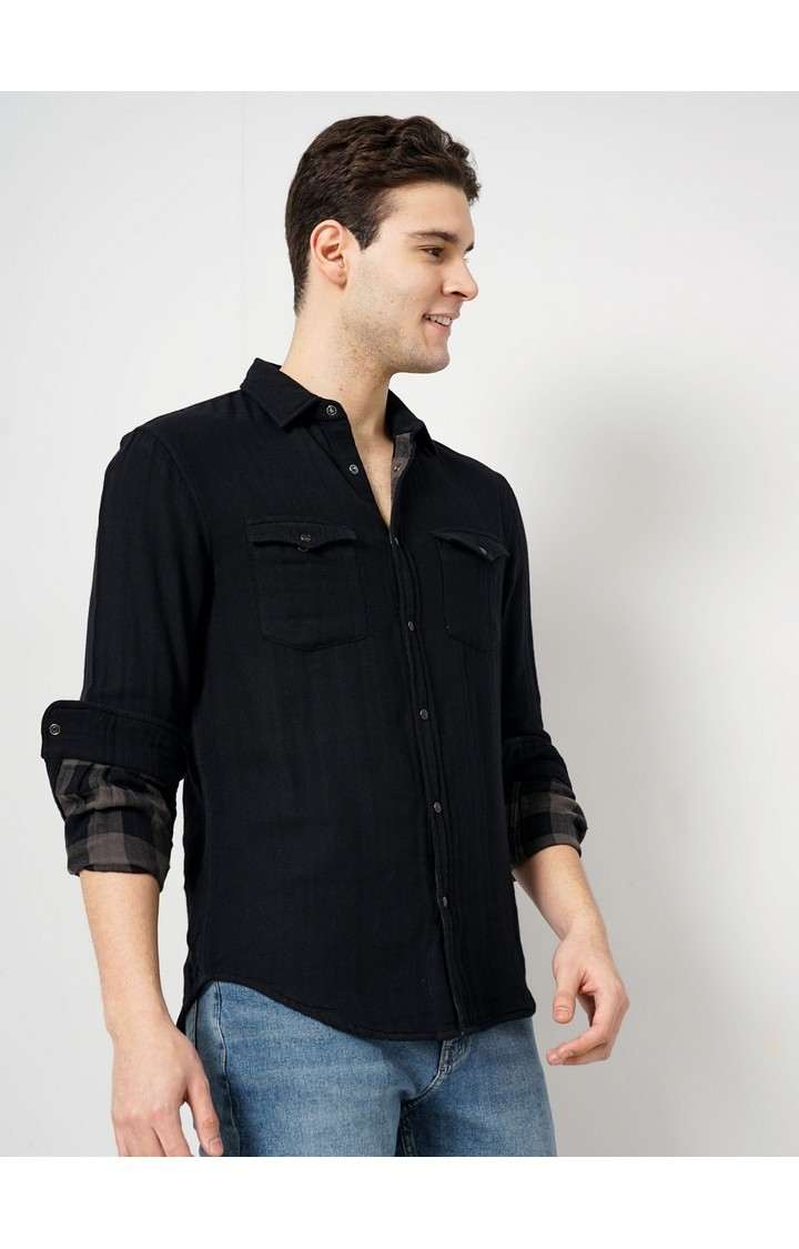 Celio Men's Solid Double Cloth Shirt