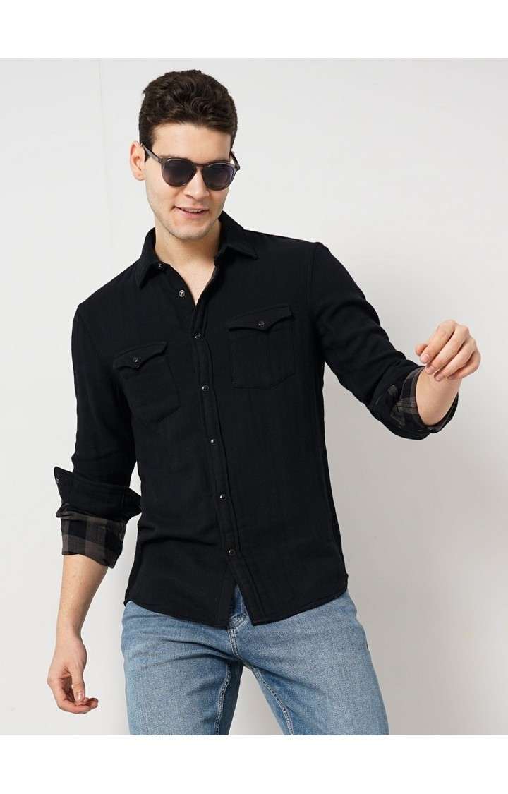 Celio Men's Solid Double Cloth Shirt