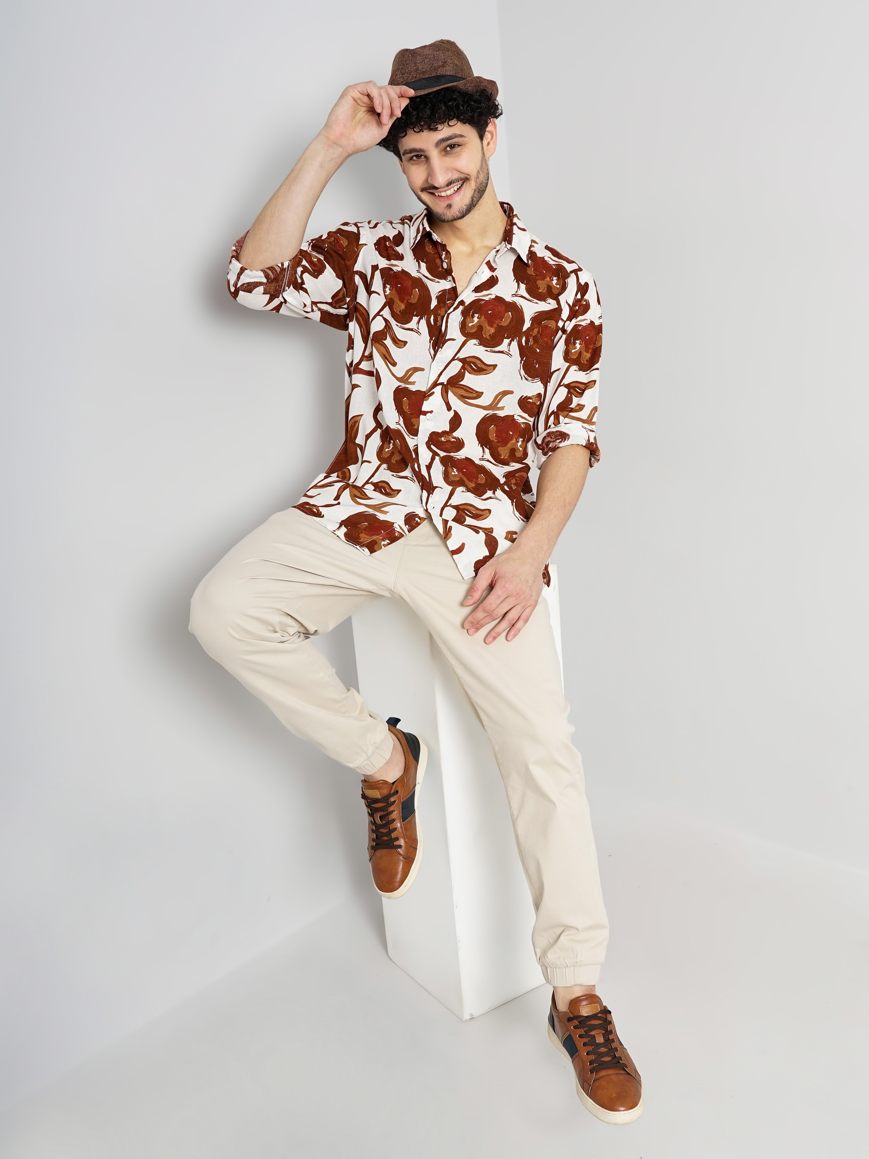 Celio Men's Floral Linen Shirt