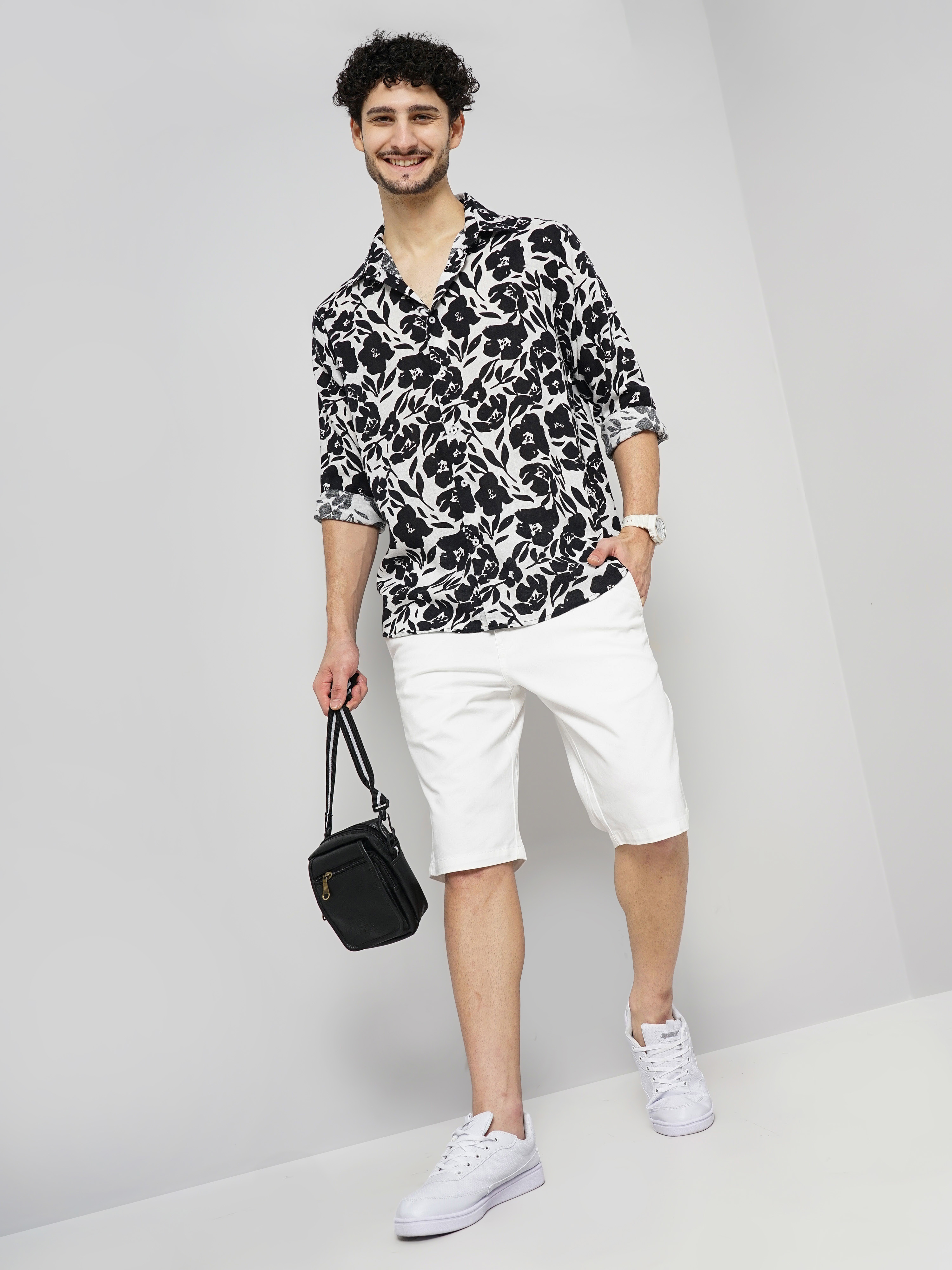 Celio Men's Floral Linen Shirt