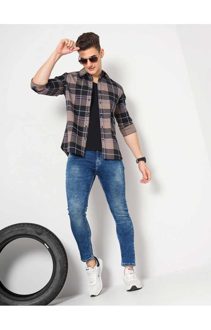 Men's Blue Checked Casual Shirts