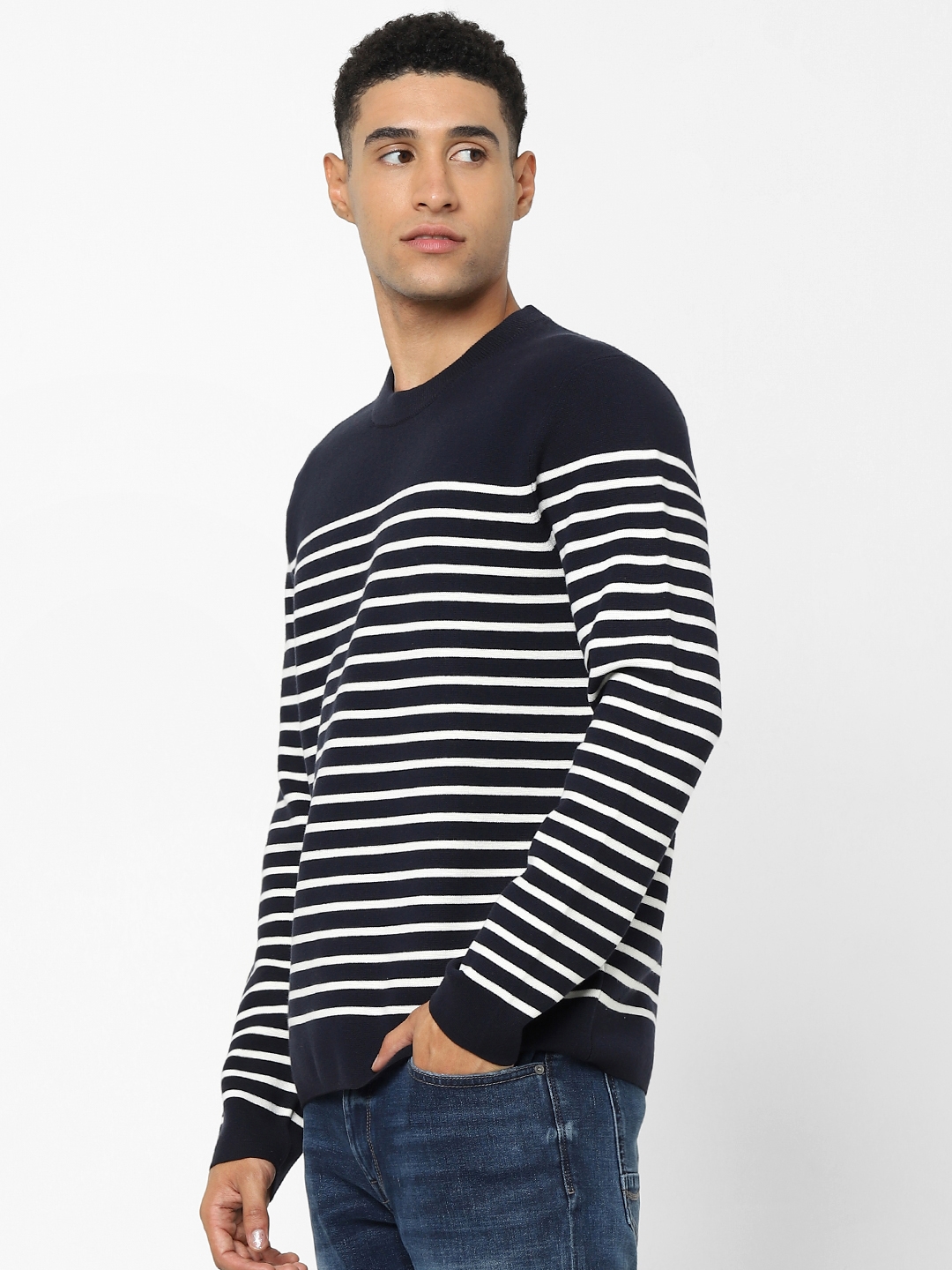 Men's Navy Striped Sweaters