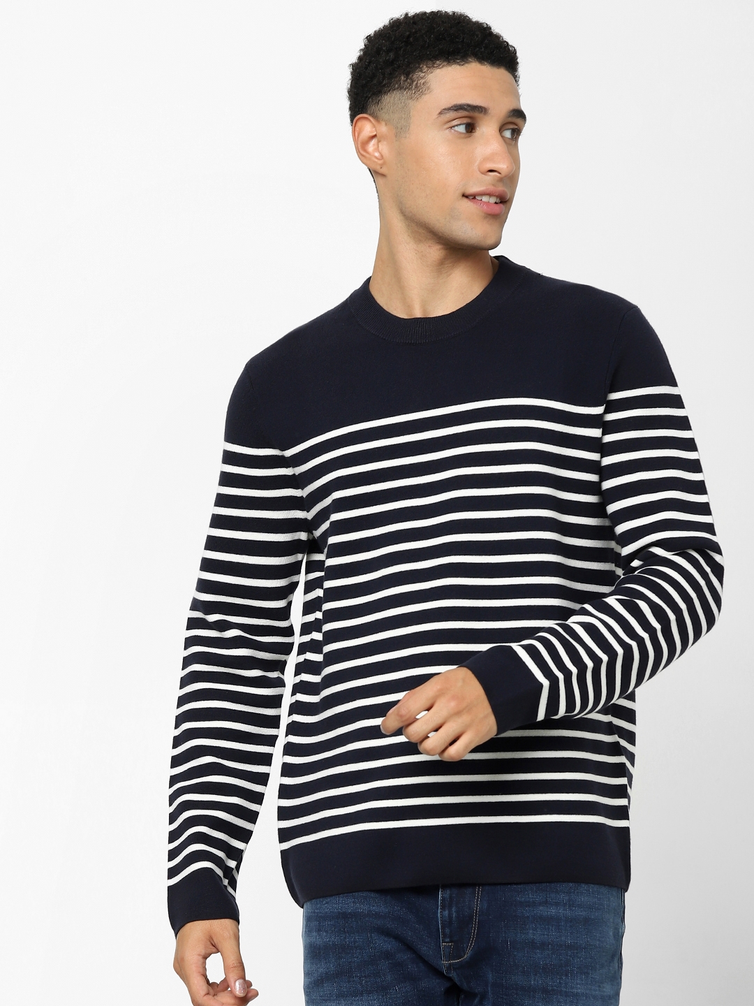 celio | Men's Navy Striped Sweaters