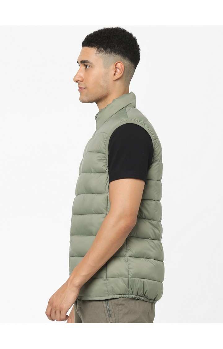 Men's Khaki Solid Gilet
