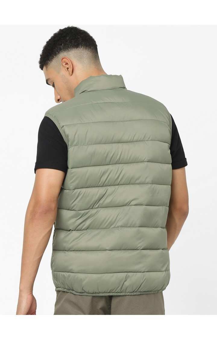 Men's Khaki Solid Gilet