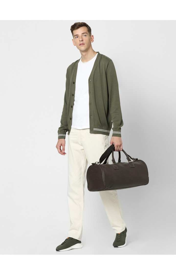 Men's Khaki Solid Sweaters