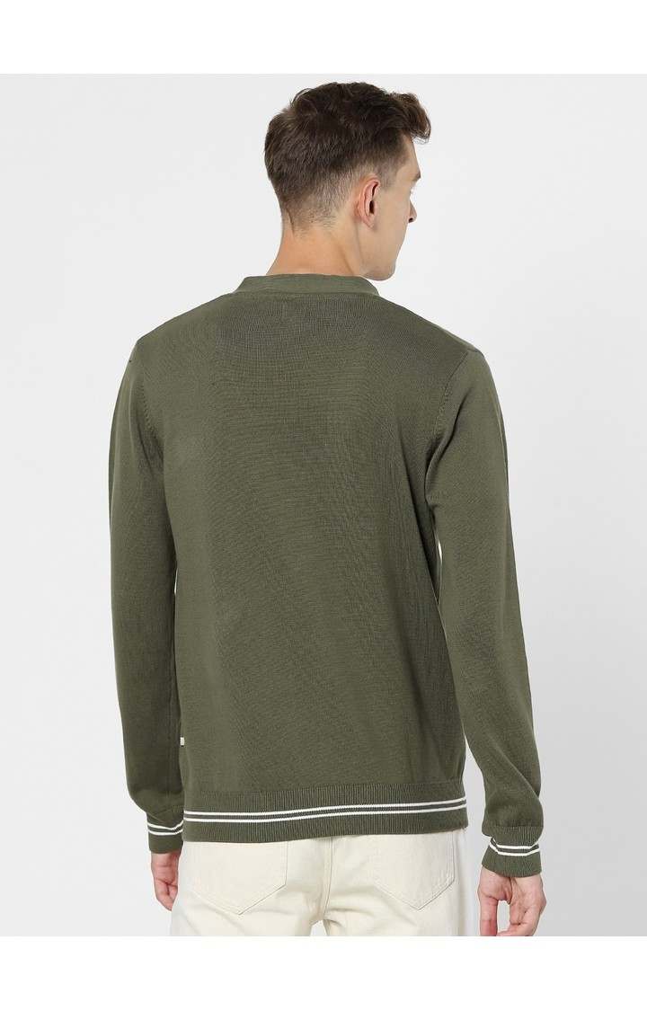 Men's Khaki Solid Sweaters